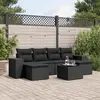 Image de vidaXL Salon de jardin 7 pcs avec coussins noir résine tressée