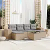 Image de vidaXL Salon de jardin avec coussins 7 pcs beige résine tressée