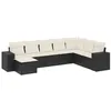 Image de vidaXL Salon de jardin 8 pcs avec coussins noir résine tressée