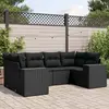 Image de vidaXL Salon de jardin 6 pcs avec coussins noir résine tressée
