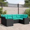 Image de vidaXL Salon de jardin 6 pcs avec coussins noir résine tressée