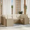 Image de vidaXL Salon de jardin avec coussins 6 pcs beige résine tressée