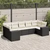 Image de vidaXL Salon de jardin 7 pcs avec coussins noir résine tressée