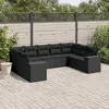 Image de vidaXL Salon de jardin 9 pcs avec coussins noir résine tressée
