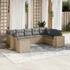 Image de vidaXL Salon de jardin avec coussins 9 pcs beige résine tressée