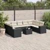 Image de vidaXL Salon de jardin 10 pcs avec coussins noir résine tressée