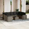 Image de vidaXL Salon de jardin avec coussins 10 pcs gris résine tressée