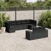 Image de vidaXL Salon de jardin 9 pcs avec coussins noir résine tressée
