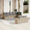 Image de vidaXL Salon de jardin avec coussins 9 pcs beige résine tressée
