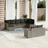 Image de vidaXL Salon de jardin 9 pcs avec coussins gris résine tressée