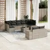 Image de vidaXL Salon de jardin avec coussins 10 pcs gris clair résine tressée