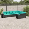 Image de vidaXL Salon de jardin 9 pcs avec coussins noir résine tressée