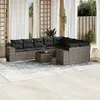 Image de vidaXL Salon de jardin avec coussins 10 pcs gris résine tressée