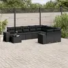 Image de vidaXL Salon de jardin 10 pcs avec coussins noir résine tressée
