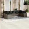 Image de vidaXL Salon de jardin avec coussins 10 pcs gris résine tressée