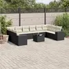 Image de vidaXL Salon de jardin 11 pcs avec coussins noir résine tressée