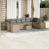 Image de vidaXL Salon de jardin 11 pcs avec coussins beige résine tressée