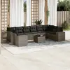 Image de vidaXL Salon de jardin 11 pcs avec coussins gris résine tressée