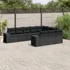Image de vidaXL Salon de jardin 10 pcs avec coussins noir résine tressée