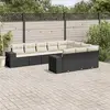 Image de vidaXL Salon de jardin 10 pcs avec coussins noir résine tressée