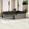 Image de vidaXL Salon de jardin avec coussins 10 pcs gris résine tressée
