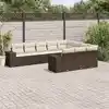 Image de vidaXL Salon de jardin 10 pcs avec coussins marron résine tressée