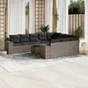 Image de vidaXL Salon de jardin 11 pcs avec coussins gris résine tressée