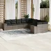 Image de vidaXL Salon de jardin avec coussins 10 pcs gris résine tressée