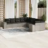 Image de vidaXL Salon de jardin avec coussins 10 pcs gris clair résine tressée