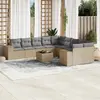Image de vidaXL Salon de jardin 11 pcs avec coussins beige résine tressée
