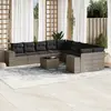 Image de vidaXL Salon de jardin 11 pcs avec coussins gris résine tressée