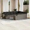 Image de vidaXL Salon de jardin 11 pcs avec coussins gris résine tressée