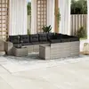 Image de vidaXL Salon de jardin 11 pcs avec coussins gris clair résine tressée