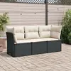 Image de vidaXL Salon de jardin 3 pcs avec coussins noir résine tressée