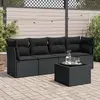 Image de vidaXL Salon de jardin 5 pcs avec coussins noir résine tressée