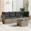 Image de vidaXL Salon de jardin 5 pcs avec coussins gris résine tressée