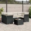 Image de vidaXL Salon de jardin 7 pcs avec coussins noir résine tressée