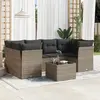 Image de vidaXL Salon de jardin avec coussins 7 pcs gris résine tressée