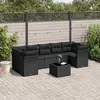 Image de vidaXL Salon de jardin 8 pcs avec coussins noir résine tressée