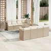 Image de vidaXL Salon de jardin avec coussins 9 pcs beige résine tressée