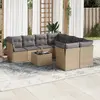 Image de vidaXL Salon de jardin avec coussins 9 pcs beige résine tressée