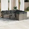 Image de vidaXL Salon de jardin 9 pcs avec coussins gris résine tressée