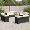 Image de vidaXL Salon de jardin 12 pcs avec coussins noir résine tressée