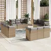 Image de vidaXL Salon de jardin avec coussins 12 pcs beige résine tressée