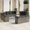 Image de vidaXL Salon de jardin avec coussins 12 pcs gris résine tressée