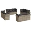 Image de vidaXL Salon de jardin avec coussins 12 pcs gris clair résine tressée