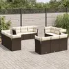 Image de vidaXL Salon de jardin avec coussins 12 pcs marron résine tressée