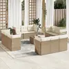 Image de vidaXL Salon de jardin avec coussins 13 pcs beige résine tressée
