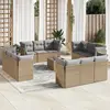 Image de vidaXL Salon de jardin avec coussins 13 pcs beige résine tressée