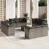 Image de vidaXL Salon de jardin avec coussins 13 pcs gris résine tressée